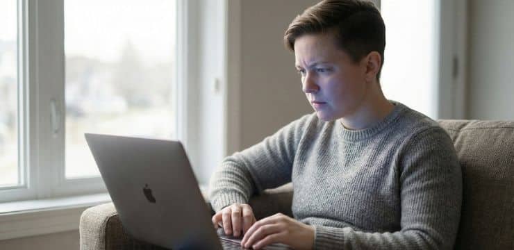 AI search results visibility issue, creator reviewing chatgpt answer on laptop at home realizing missing content